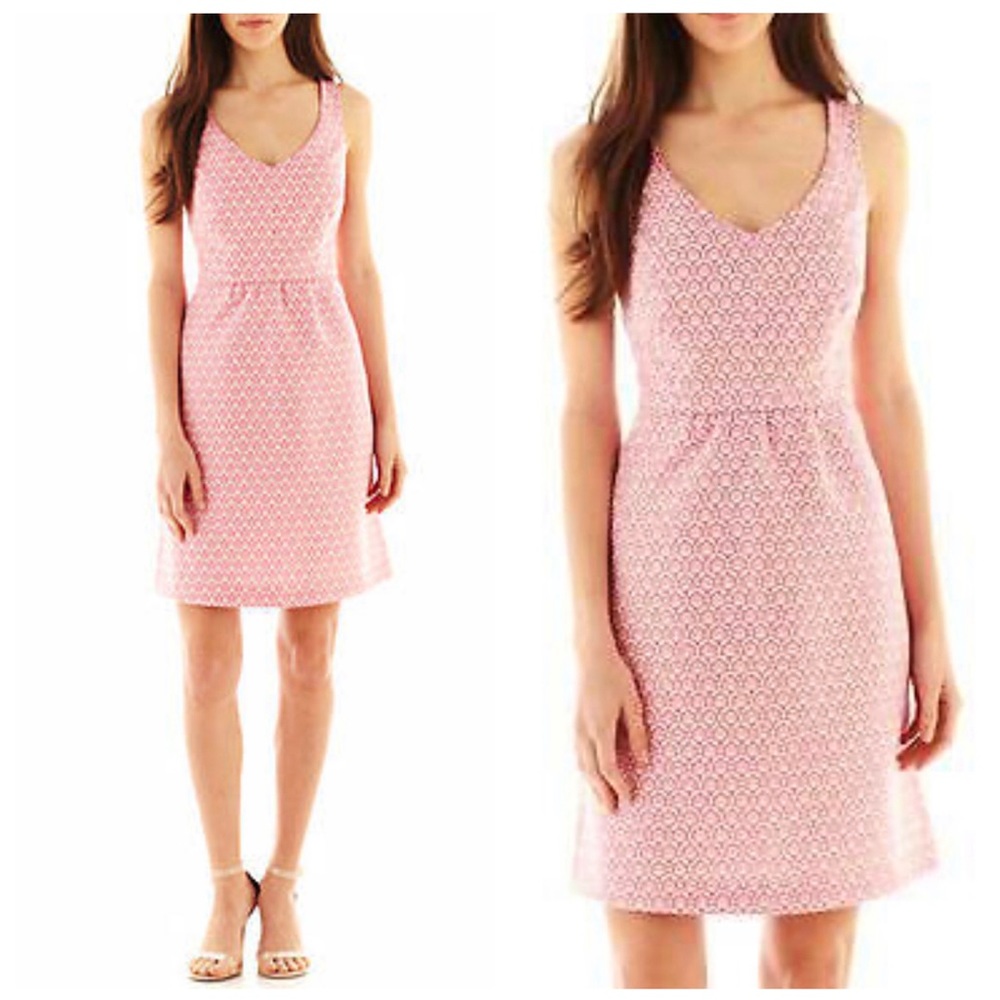 I Heart Ronson Pink White Sleeveless Keyhole Dress